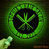 Custom Hair Salon Metal Wall Art with LED Lights Personalized Comb & Scissors Sign Hairdresser Decor Stylist Gift Salon