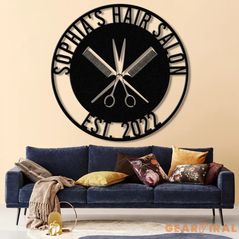 Custom Hair Salon Metal Wall Art with LED Lights Personalized Comb & Scissors Sign Hairdresser Decor Stylist Gift Salon
