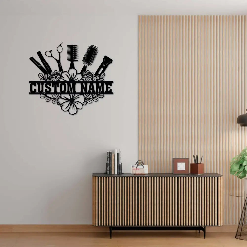 Custom Hairdresser Metal Sign with Led Light Hair Stylist Sign Personalized Hairdresser Name Sign Hair Salon Wall Art