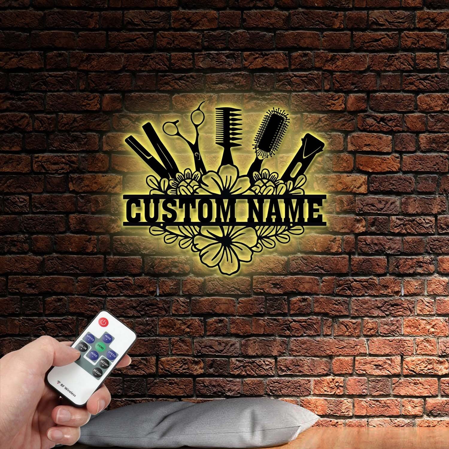 Custom Hairdresser Metal Sign with Led Light, Hair Stylist Sign, Personalized Hairdresser Name Sign, Hair Salon Wall Art, Barber Shop Wall Decor