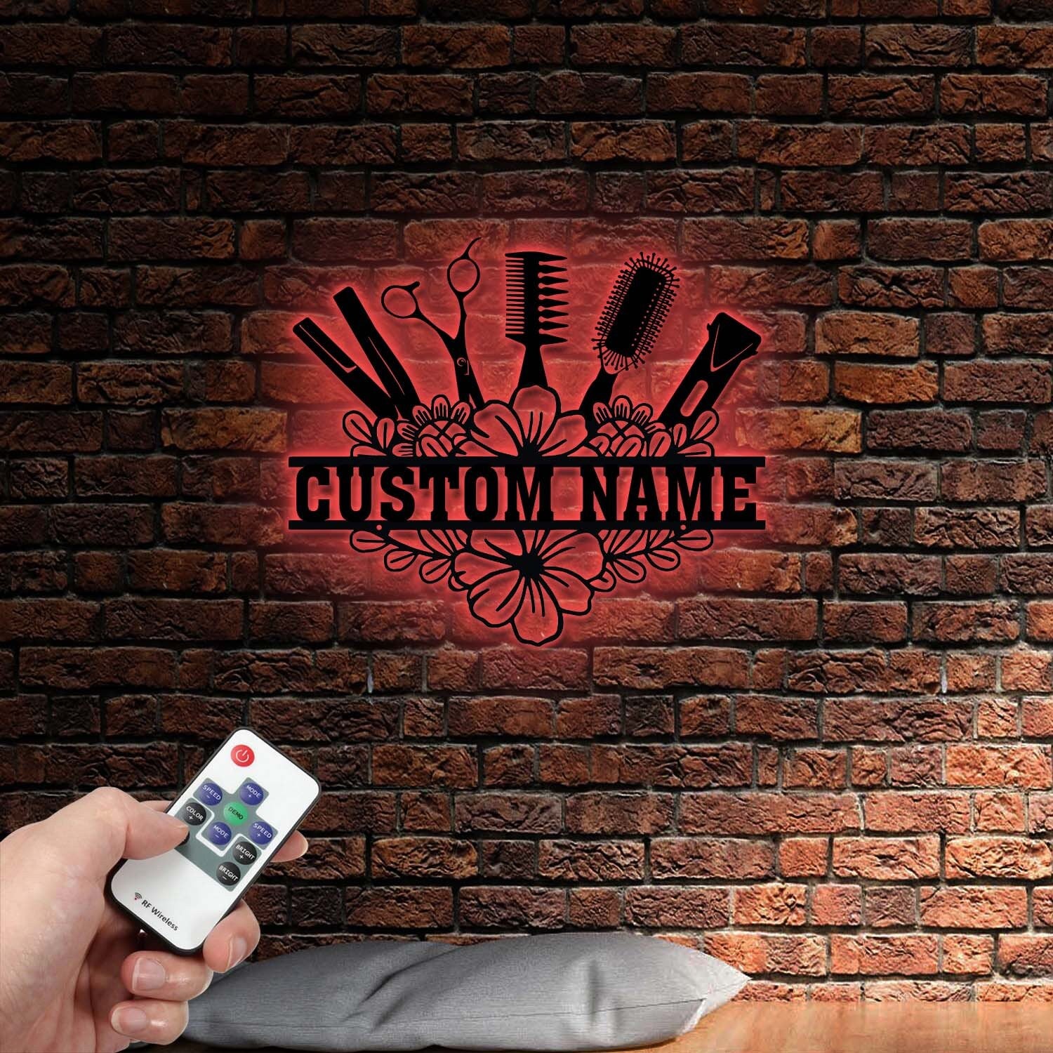 Custom Hairdresser Metal Sign with Led Light, Hair Stylist Sign, Personalized Hairdresser Name Sign, Hair Salon Wall Art, Barber Shop Wall Decor