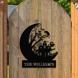 Custom Halloween House Metal Family Name LED Sign - Personalized Halloween Wall Art - Name Hanging Sign - Halloween