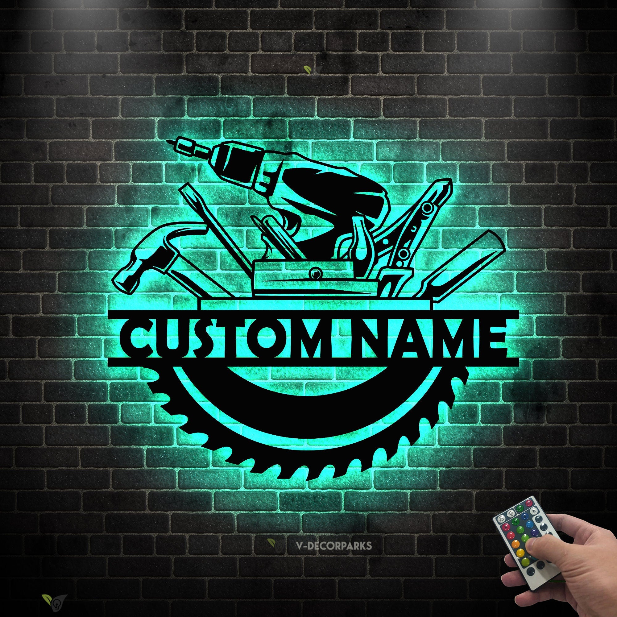 Custom Handyman Metal Wall Art LED Light - Repair Tools Decoration - Repair Tools Dad Gift - Personalized Carpenter Tools Name Sign Home Decor | GearViral