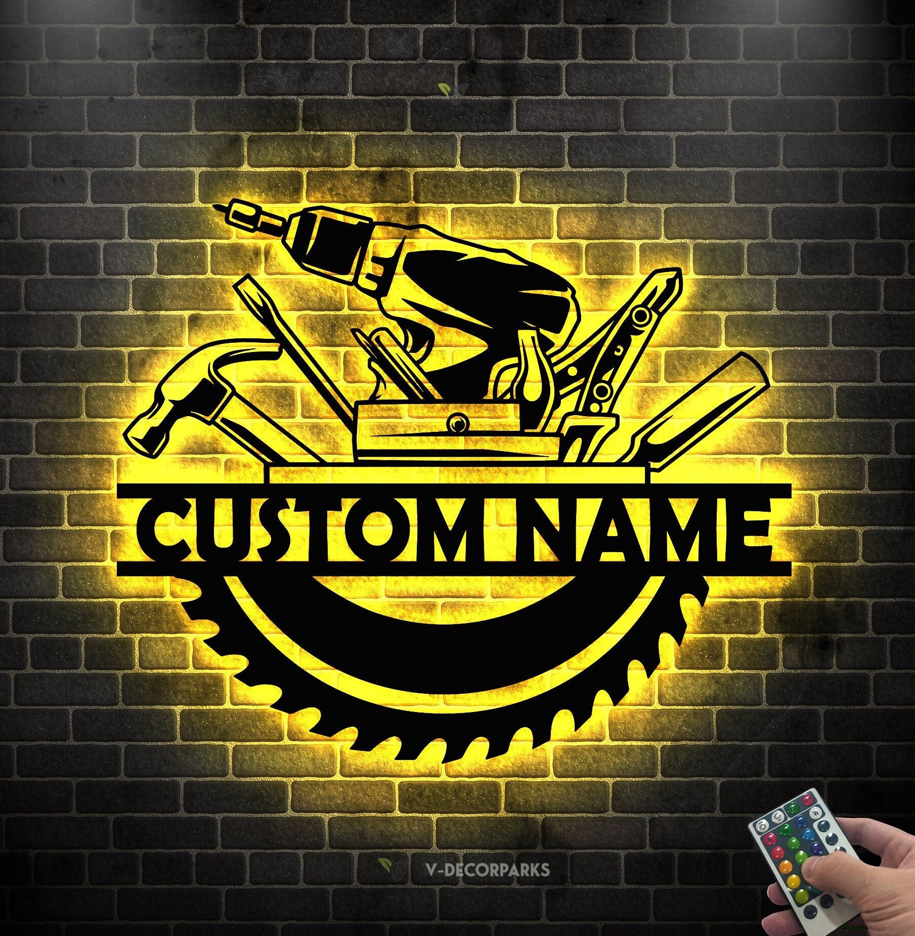 Custom Handyman Metal Wall Art LED Light - Repair Tools Decoration - Repair Tools Dad Gift - Personalized Carpenter Tools Name Sign Home Decor | GearViral