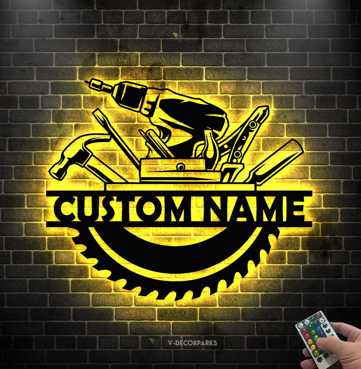 Custom Handyman Metal Wall Art LED Light - Repair Tools Decoration - Repair Tools Dad Gift - Personalized Carpenter Tools Name Sign Home Decor | GearViral