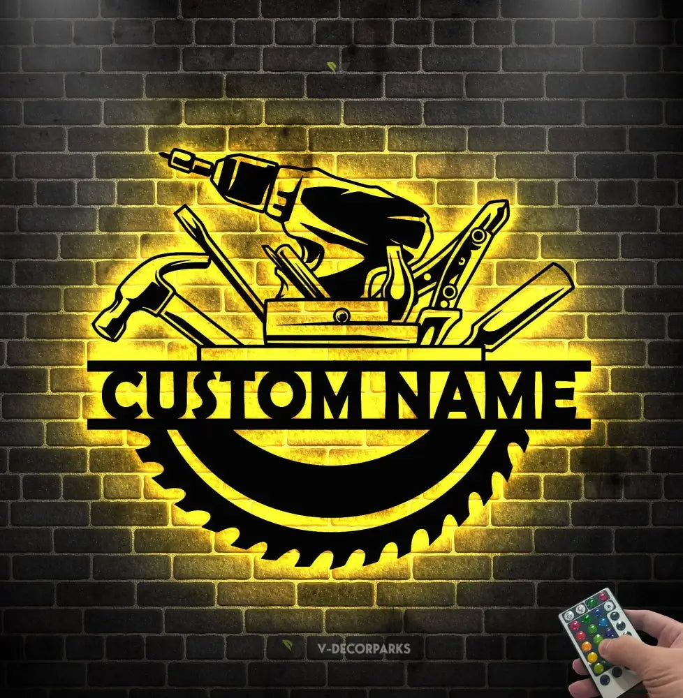 Custom Handyman Metal Wall Art LED Light - Repair Tools Decoration - Repair Tools Dad Gift - Personalized Carpenter