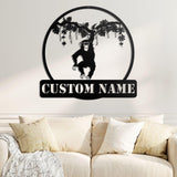 Custom Hanging Chimp Monkey Metal Wall Art Led Light - Boys And Girls Nursery Decoration Gift - Personalized Chimp Monkey Name Sign Home Decor | GearViral