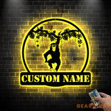 Custom Hanging Chimp Monkey Metal Wall Art Led Light - Boys And Girls Nursery Decoration Gift - Personalized Chimp