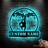 Custom Hanging Chimp Monkey Metal Wall Art Led Light - Boys And Girls Nursery Decoration Gift - Personalized Chimp