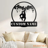 Custom Hanging Chimp Monkey Metal Wall Art Led Light - Boys And Girls Nursery Decoration Gift - Personalized Chimp