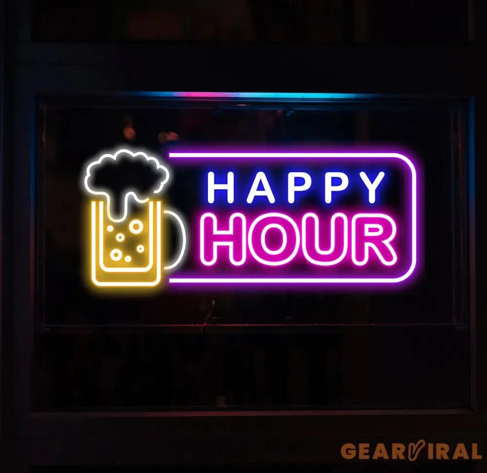 Custom Happy Hour Neon Beer Bar Sign Personalized Bar Club Neon Signs Neon Sign Home Bar Decor Bar Decoration Neon