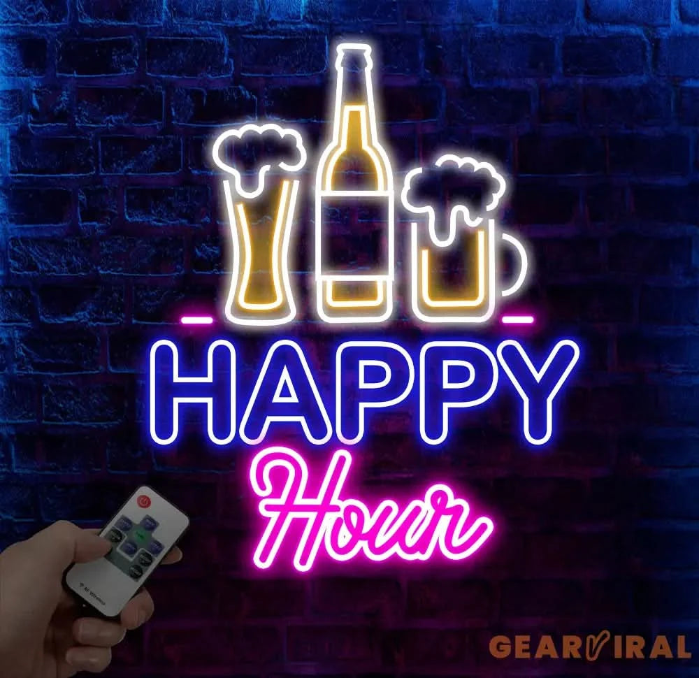 Custom Happy Hour Neon Beer Bar Sign Personalized Bar Club Neon Signs Neon Sign Home Bar Decor Bar Decoration Neon