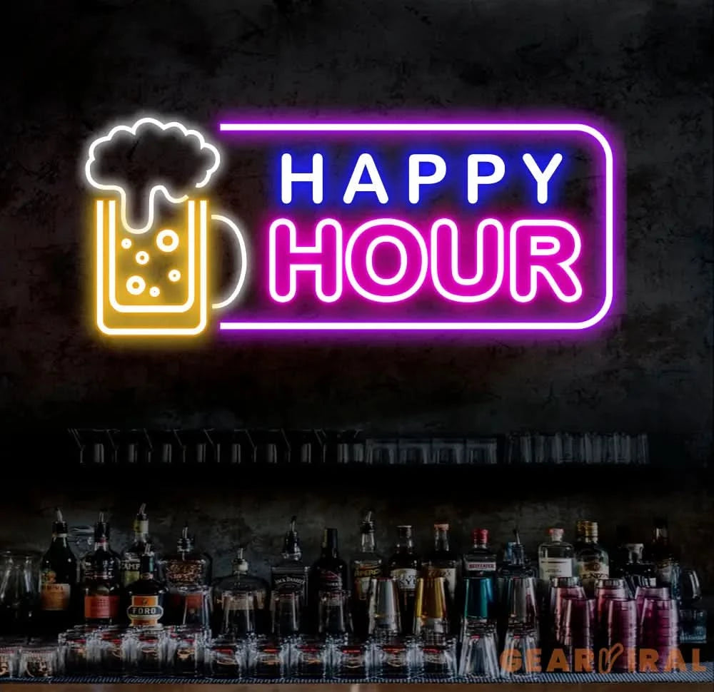 Custom Happy Hour Neon Beer Bar Sign Personalized Bar Club Neon Signs Neon Sign Home Bar Decor Bar Decoration Neon