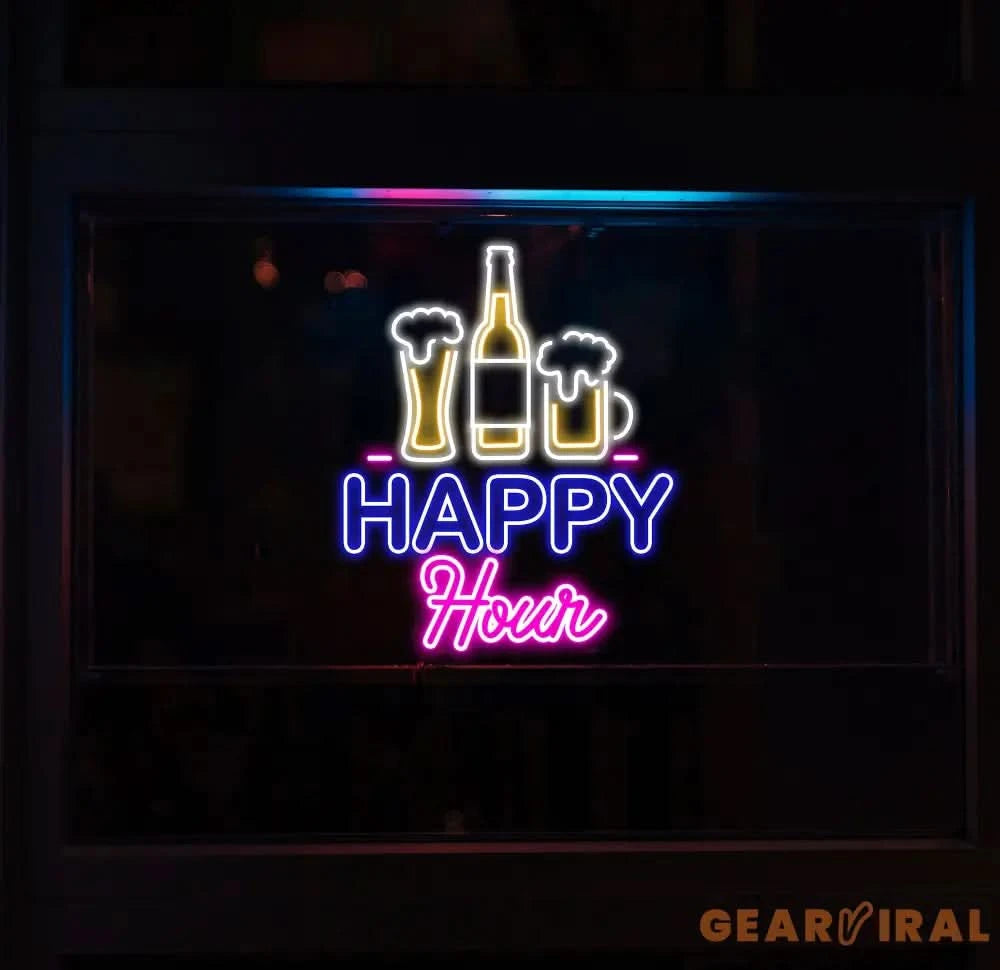 Custom Happy Hour Neon Beer Bar Sign Personalized Bar Club Neon Signs Neon Sign Home Bar Decor Bar Decoration Neon