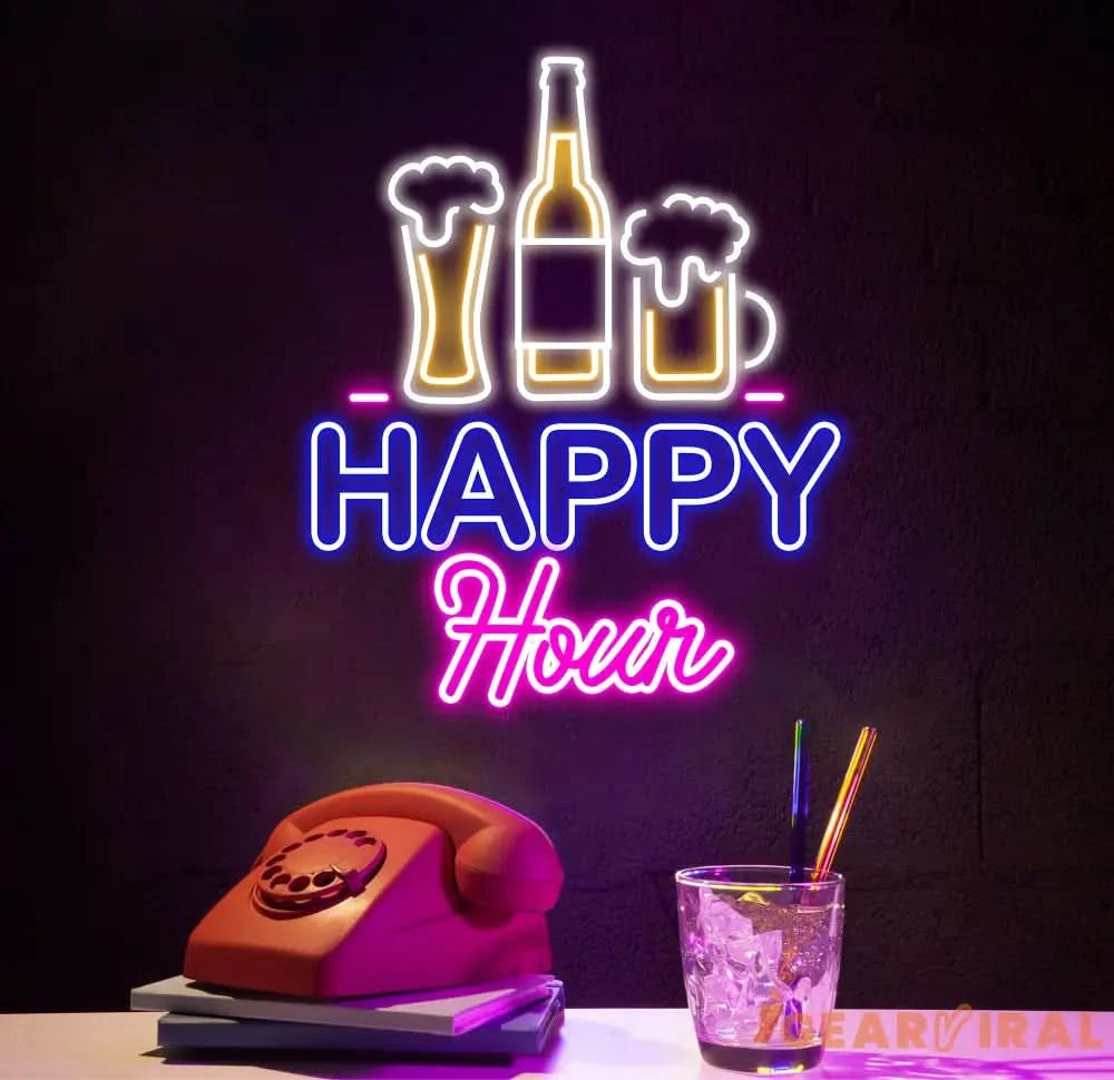 Custom Happy Hour Neon Beer Bar Sign Personalized Bar Club Neon Signs Neon Sign Home Bar Decor Bar Decoration Neon