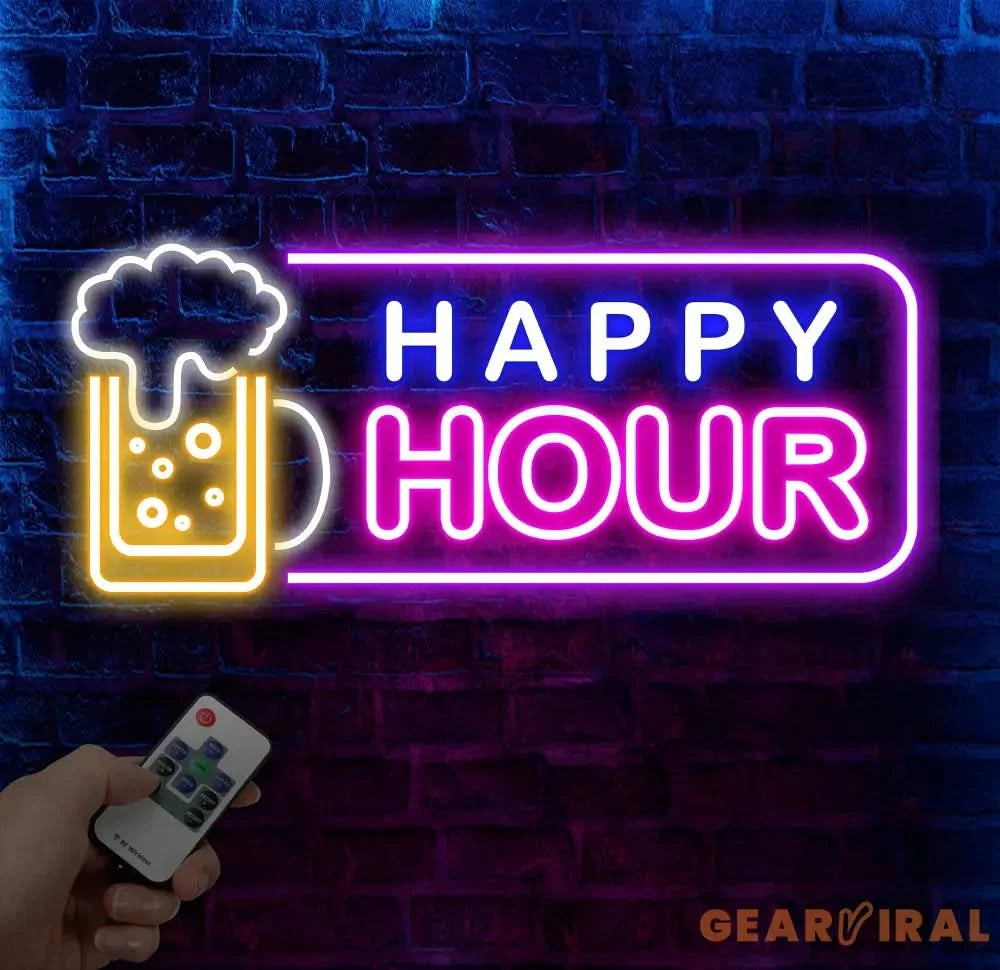 Custom Happy Hour Neon Beer Bar Sign Personalized Bar Club Neon Signs Neon Sign Home Bar Decor Bar Decoration Neon