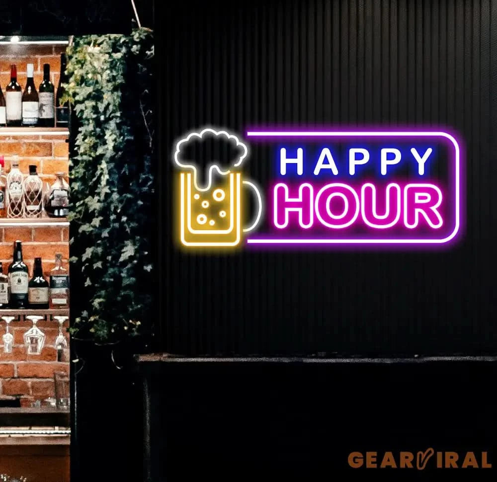 Custom Happy Hour Neon Beer Bar Sign Personalized Bar Club Neon Signs Neon Sign Home Bar Decor Bar Decoration Neon