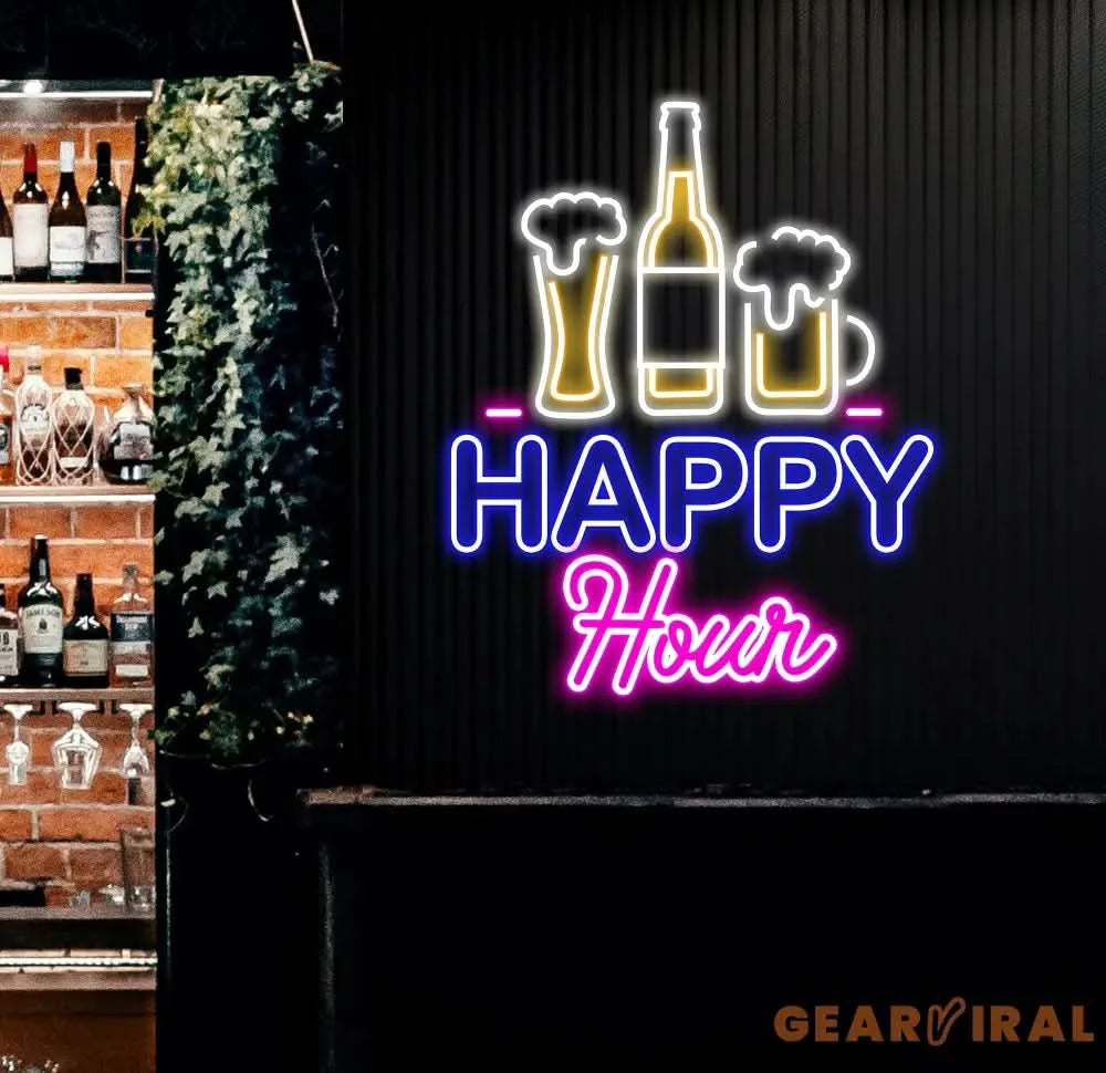 Custom Happy Hour Neon Beer Bar Sign Personalized Bar Club Neon Signs Neon Sign Home Bar Decor Bar Decoration Neon