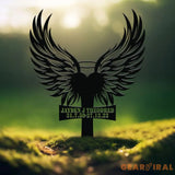 Custom Heart with Angels Wings Memorial Cross Stake In Memory Cross Grave Marker Custom Cross Stake Sympathy Gift