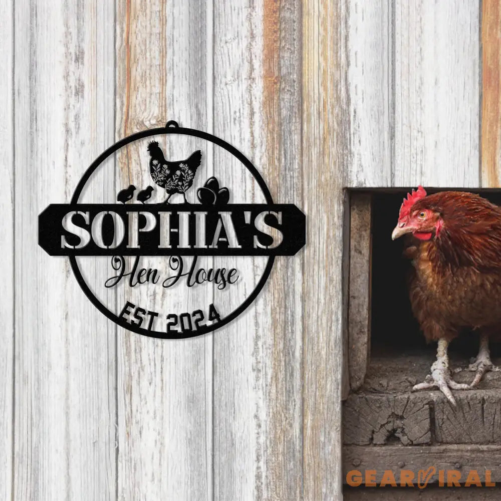Custom Hen House Sign Personalized Chicken Coop Decor Rustic Farmhouse Metal Wall Art Hen House Established Sign