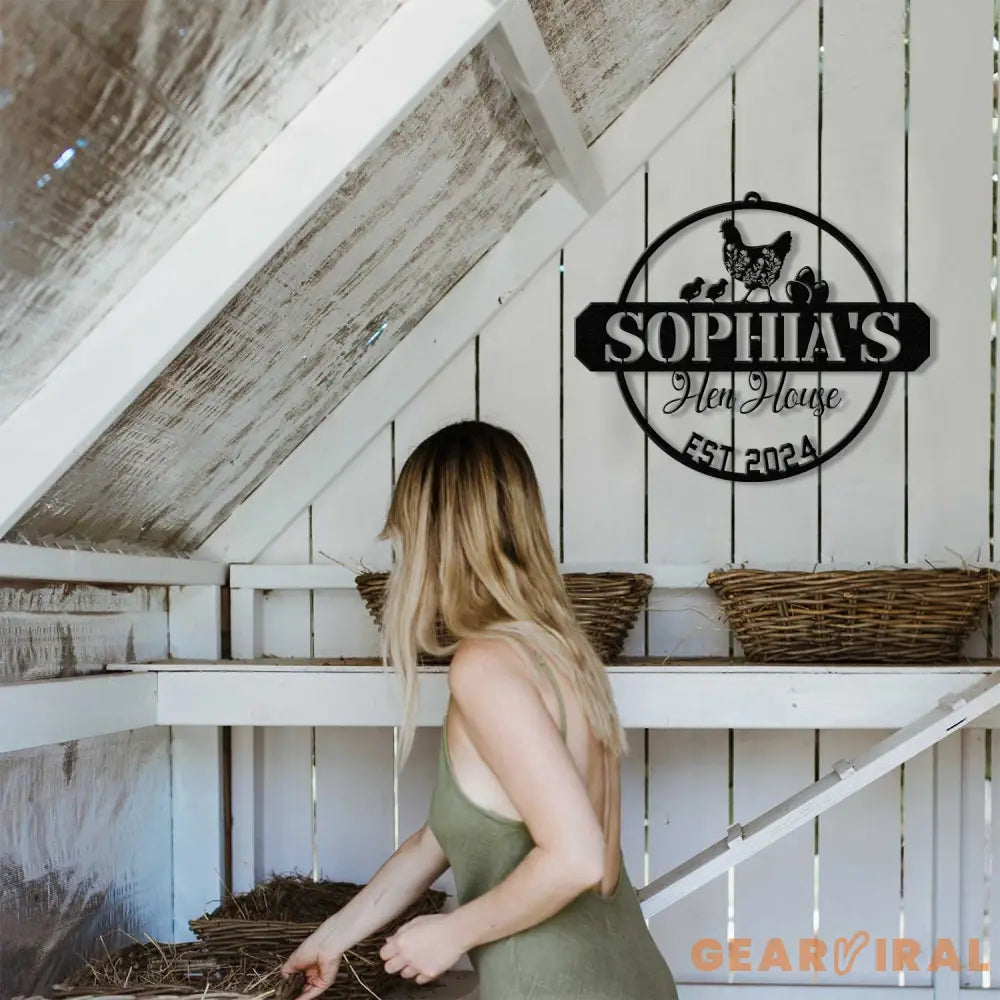 Custom Hen House Sign Personalized Chicken Coop Decor Rustic Farmhouse Metal Wall Art Hen House Established Sign