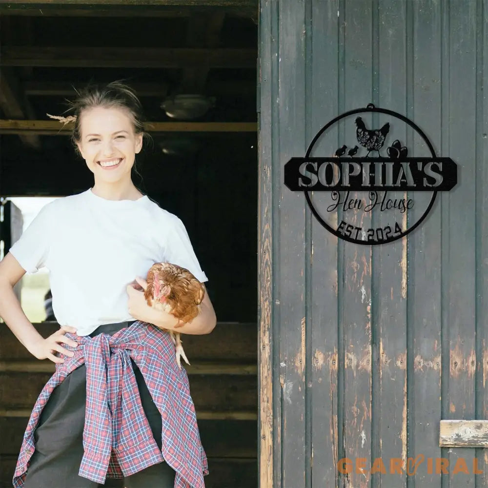 Custom Hen House Sign Personalized Chicken Coop Decor Rustic Farmhouse Metal Wall Art Hen House Established Sign