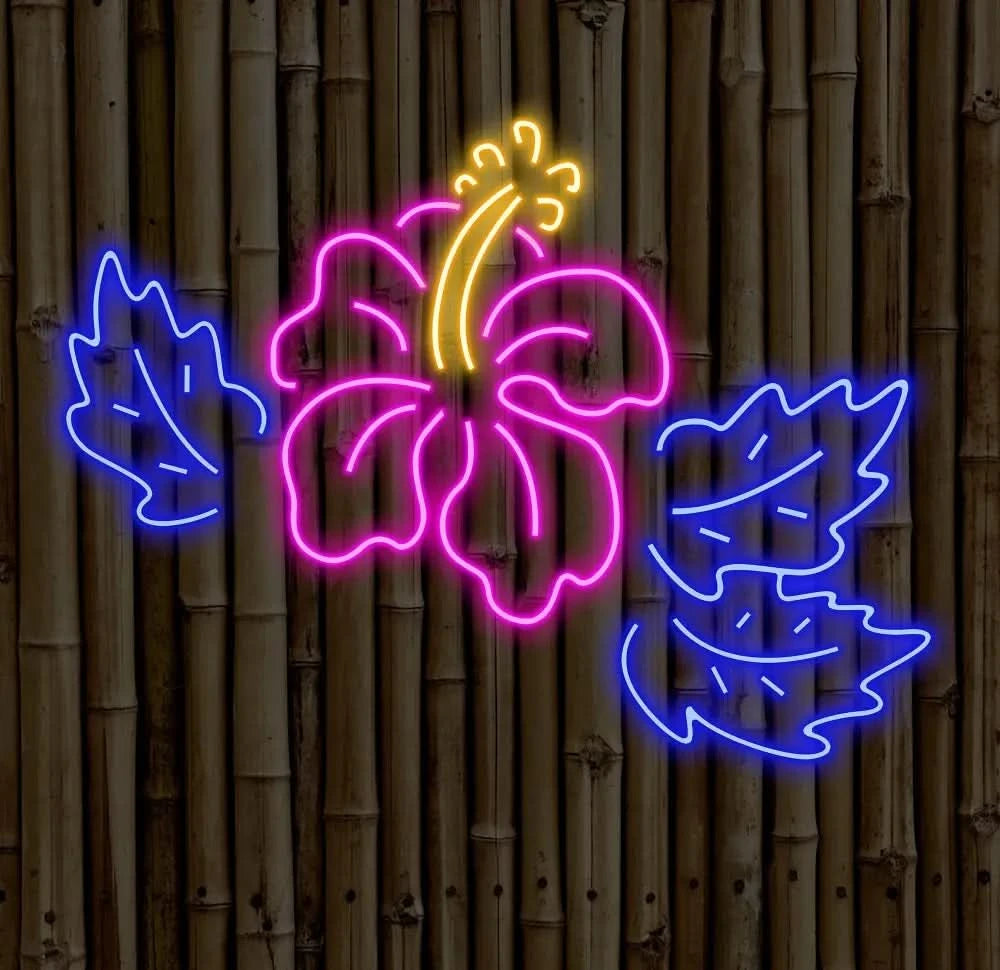Custom Hibiscus Flower Neon Sign Hawaiian Flower LED Light Hawaii Floral Neon Light Tropical Flower Sign Bedroom Wall