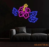 Custom Hibiscus Flower Neon Sign Hawaiian Flower LED Light Hawaii Floral Neon Light Tropical Flower Sign Bedroom Wall
