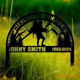 Custom Hiking To Heaven Memorial Plaque Stake Personalized Hiking Memorial Metal Sign Cemetery Stake Remembrance Gift