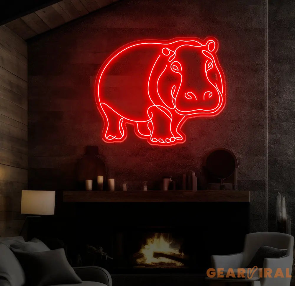 Custom Hippopotamus Neon Sign - LED Hippo Animal Light Wall Art Decor for Animal Lovers Hippo Home Decoration Room Neon