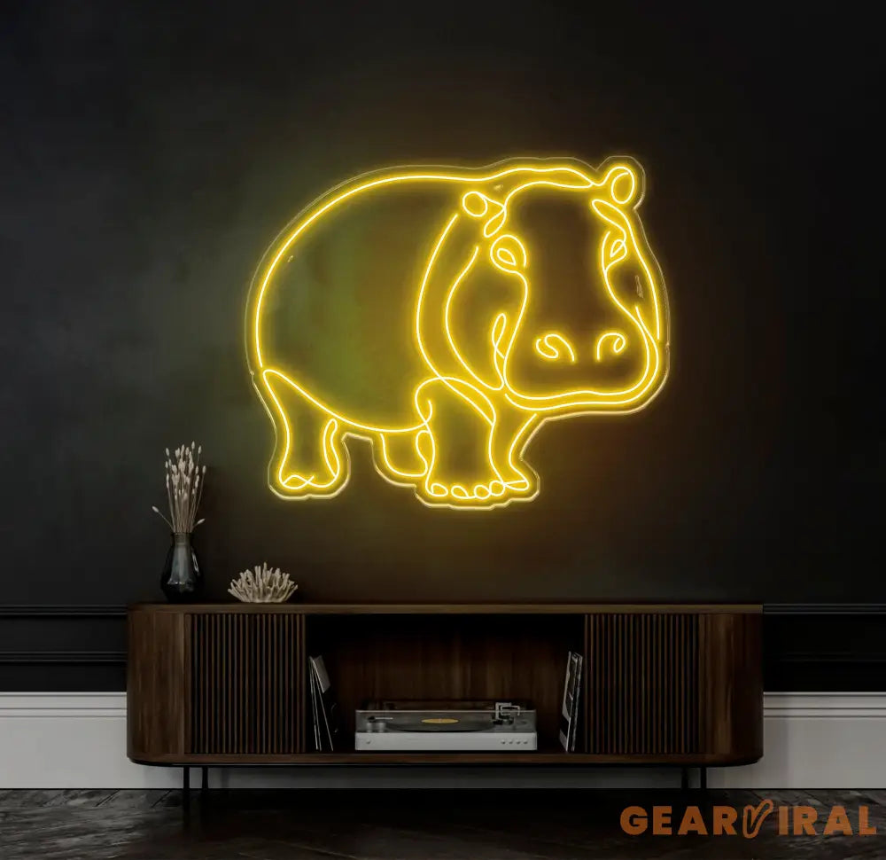 Custom Hippopotamus Neon Sign - LED Hippo Animal Light Wall Art Decor for Animal Lovers Hippo Home Decoration Room Neon