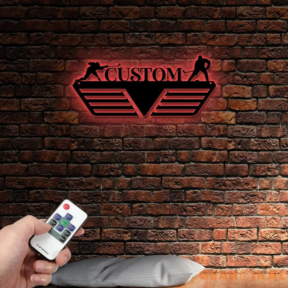 Custom Hockey Medal Hanger Metal With LED Light Hockey Gift Hockey House Decor Medal Display Awards Sign Wall Hanger