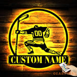 Custom Hockey Metal Sign with Led Light - Hockey Coach Gift Hockey Gifts for Team - Hockey Wall Decor - Hockey Player