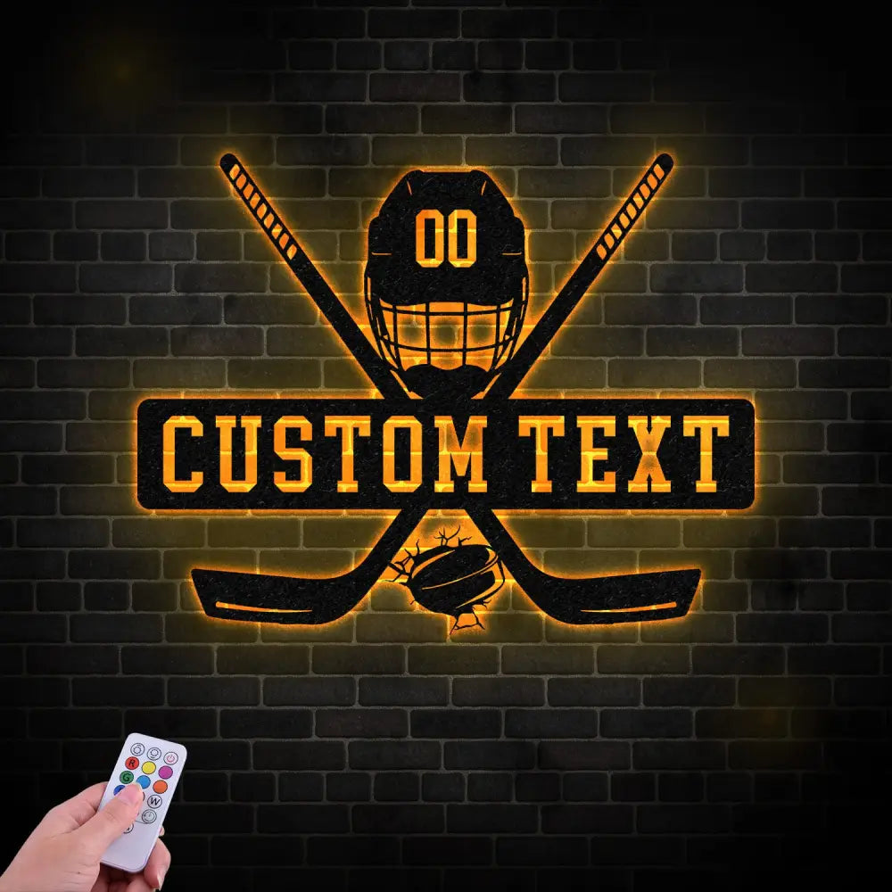 Custom Hockey Metal Sign with Led Light Hockey Coach Gift Hockey Gifts for Team Hockey Wall Decor Hockey Player Gifts