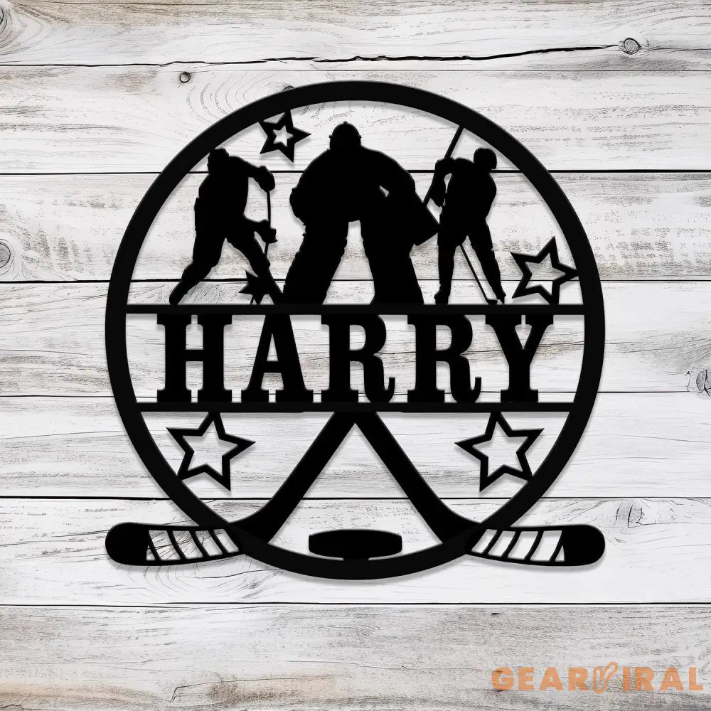 Custom Hockey Metal Wall Art LED Light Personalized Hockey Player Name Sign Home Decor Boy Room Decor Nursery Name Sign