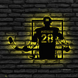 Custom Hockey Name & Number Wall Art LED Light - Hockey Gifts For Boys Bedroom - Personalized Metal Hockey Sign With LED - Gift For Man | GearViral