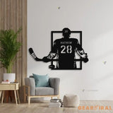 Custom Hockey Name & Number Wall Art LED Light - Hockey Gifts For Boys Bedroom - Personalized Metal Hockey Sign With