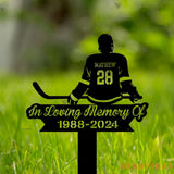 Custom Hockey Player Memorial Metal Stake - Hockey Player Cross - Grave Marker - Remembrance Stake | GearViral