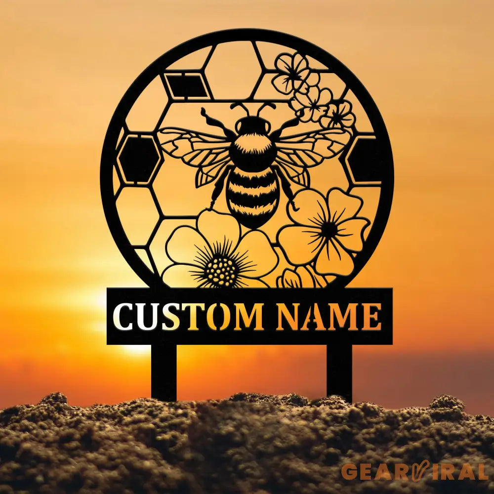Custom Honey Bee Garden Sign Personalized Bee Metal Sign Honey Bee Garden Decor Flower Bee Garden Art Bee Yard Sign Bee