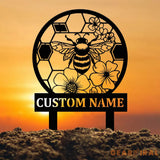 Custom Honey Bee Garden Sign Personalized Bee Metal Sign Honey Bee Garden Decor Flower Bee Garden Art Bee Yard Sign Bee