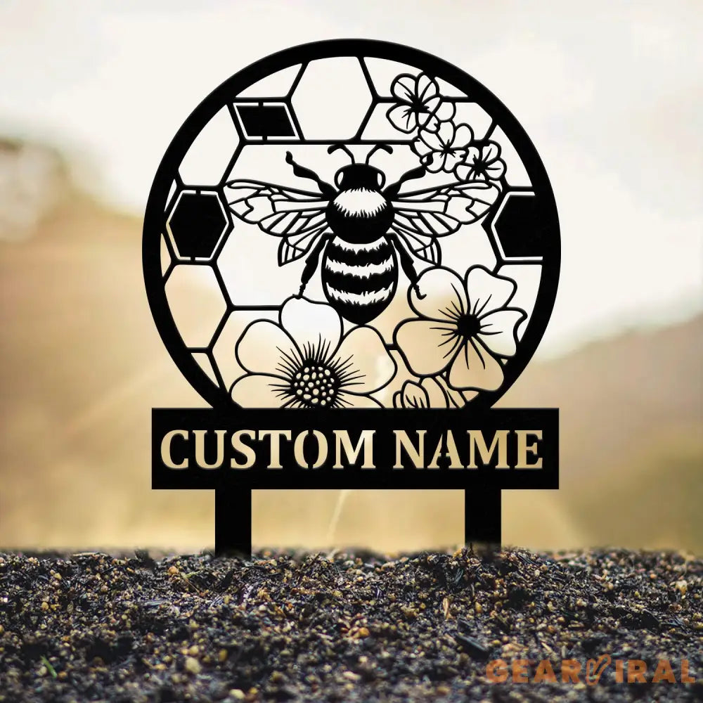 Custom Honey Bee Garden Sign Personalized Bee Metal Sign Honey Bee Garden Decor Flower Bee Garden Art Bee Yard Sign Bee