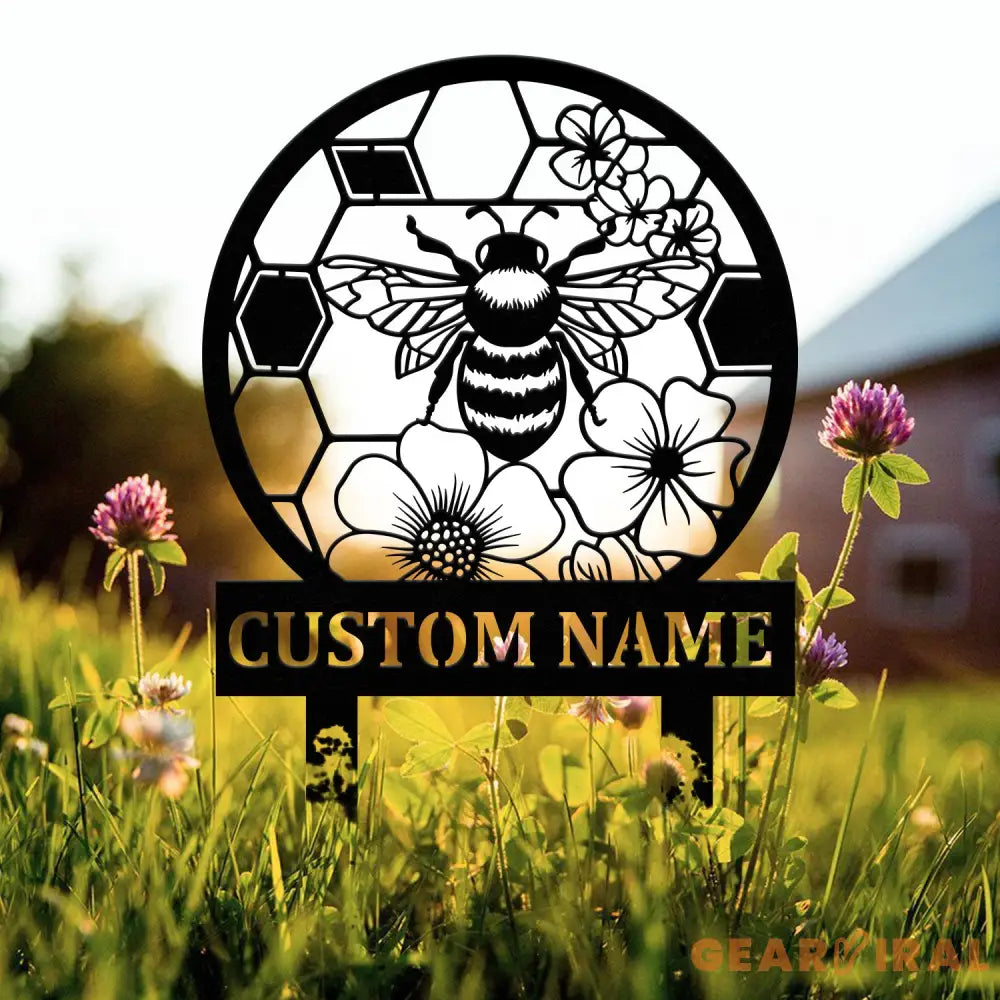 Custom Honey Bee Garden Sign Personalized Bee Metal Sign Honey Bee Garden Decor Flower Bee Garden Art Bee Yard Sign Bee