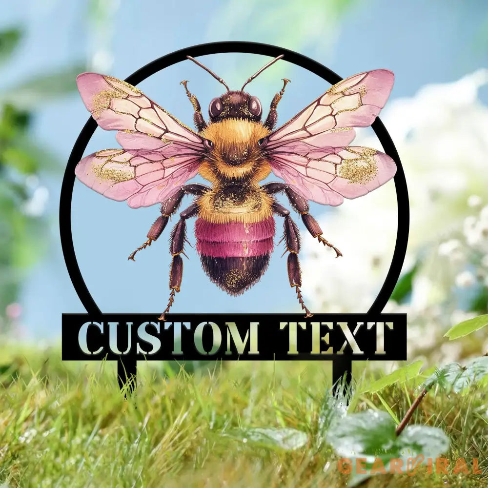 Custom Honey Bee Garden Sign Personalized Name Garden Stake Metal Garden Sign Gardener Name Sign Gardener Gift Yard