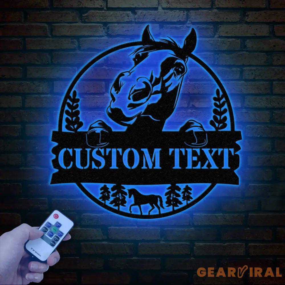 Custom Horse Farm Metal Sign with LED Lights - Personalized Horse Name Wall Art - Rustic Tree Decor for Ranch Stable or