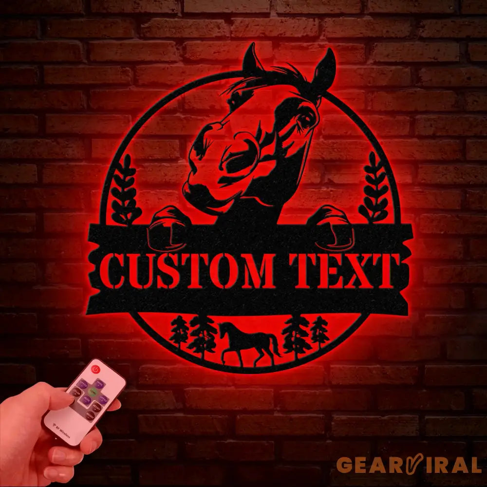 Custom Horse Farm Metal Sign with LED Lights - Personalized Horse Name Wall Art - Rustic Tree Decor for Ranch Stable or