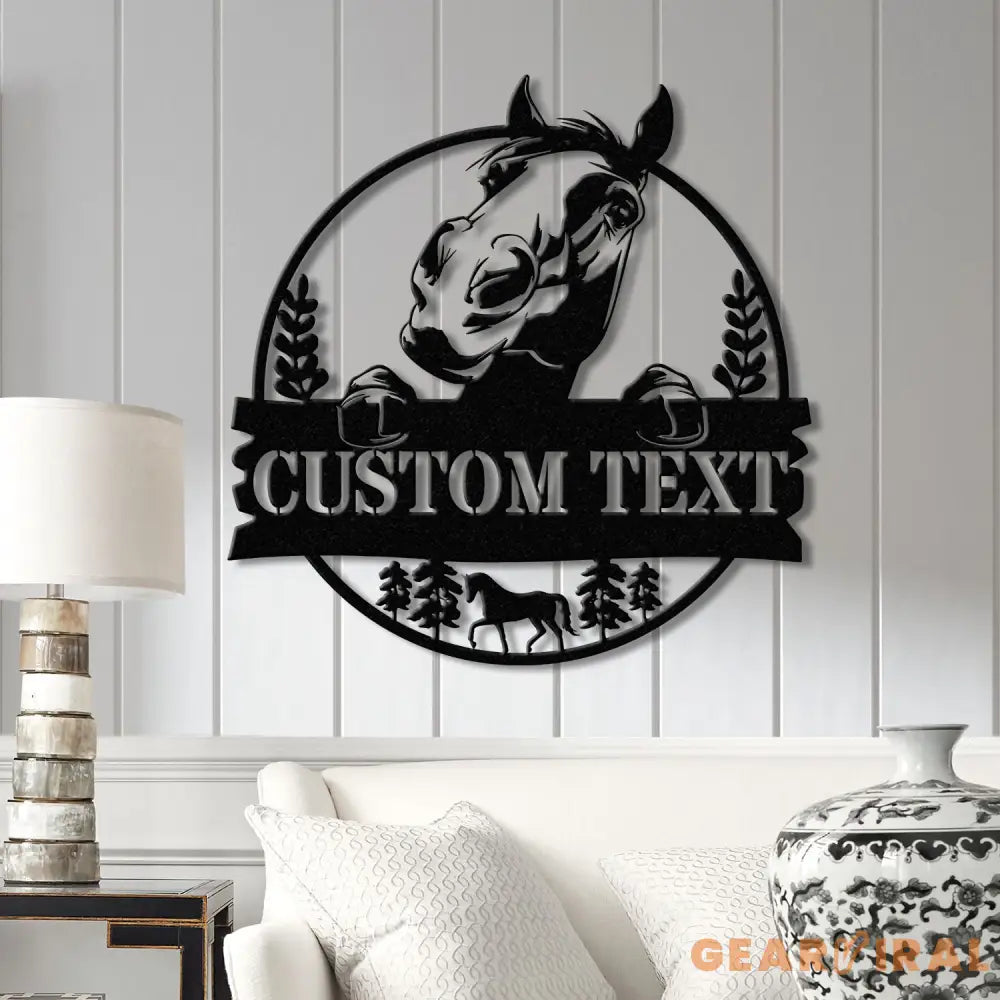 Custom Horse Farm Metal Sign with LED Lights - Personalized Horse Name Wall Art - Rustic Tree Decor for Ranch Stable or
