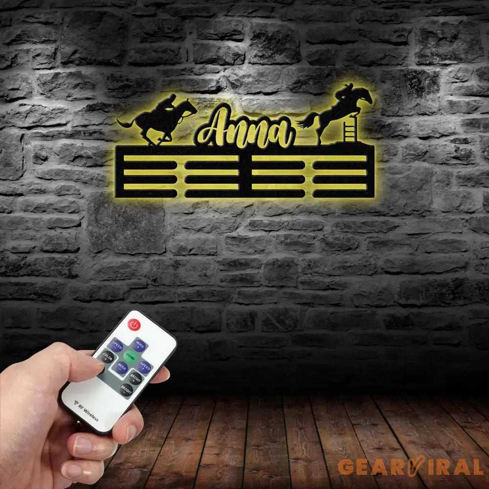 Custom Horse Racing Medal Award Hanging Rack Medal Hanger Holder Display Rack 3 RUNG Medal Display Personalized Medal