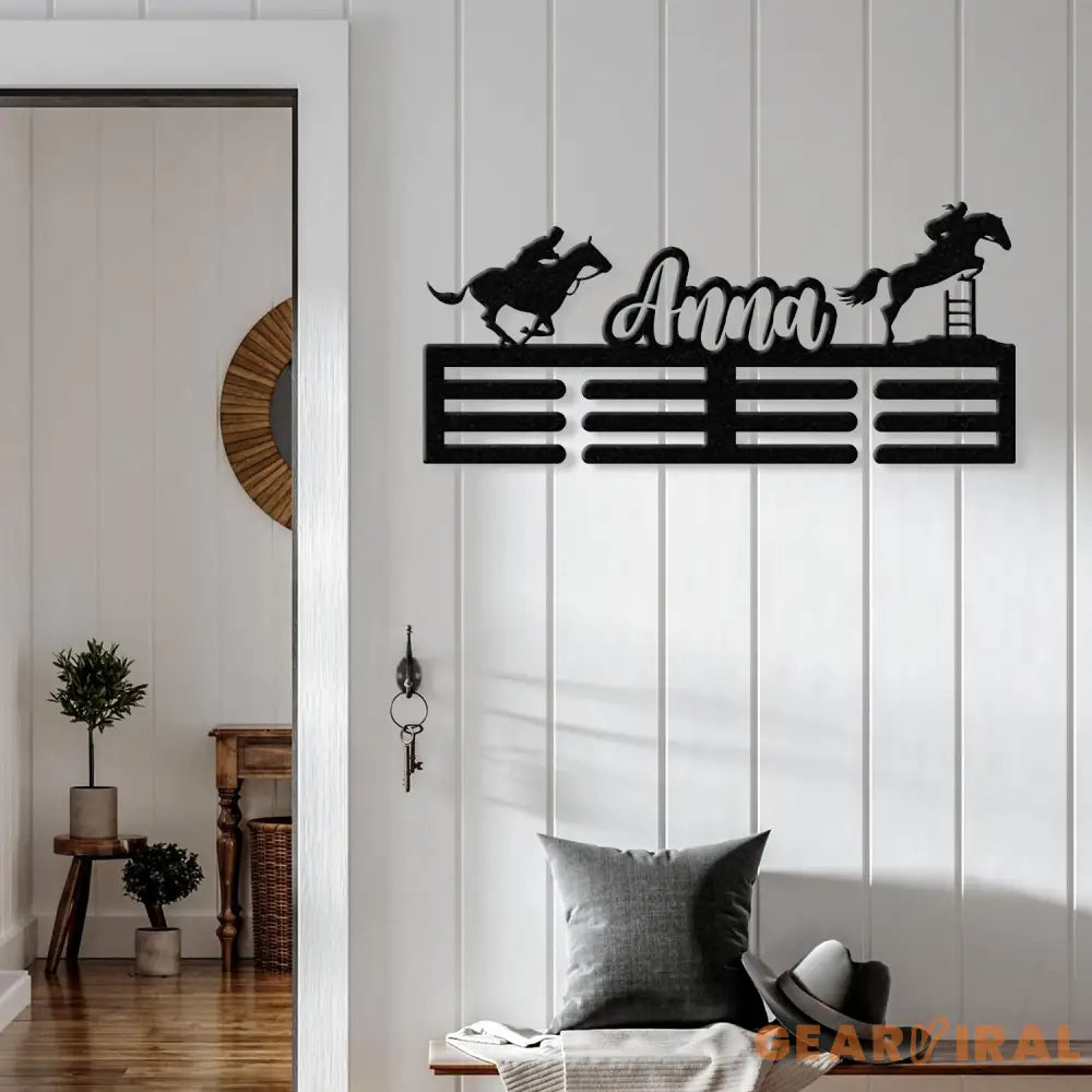 Custom Horse Racing Medal Award Hanging Rack Medal Hanger Holder Display Rack 3 RUNG Medal Display Personalized Medal