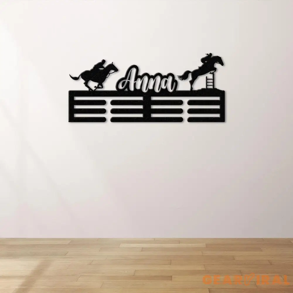 Custom Horse Racing Medal Award Hanging Rack Medal Hanger Holder Display Rack 3 RUNG Medal Display Personalized Medal