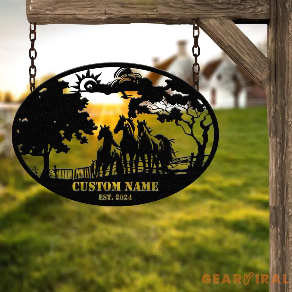 Custom Horse Ranch Sign Personalized Metal Farm Sign Ranch and Farm Decor Farming Signs Horse Sign Gift for Her Rustic